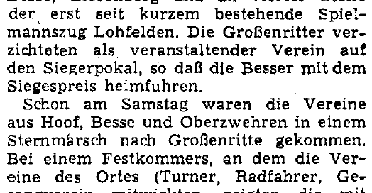 Pressebericht über das 1. Gauspielleutetreffen 1952 in Großenritte